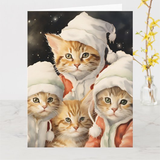 Carte Chatons de fête (Fleur jaune)