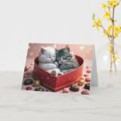Carte Chatons de la Saint-Valentin dans une boîte de bon (Fleur jaune)