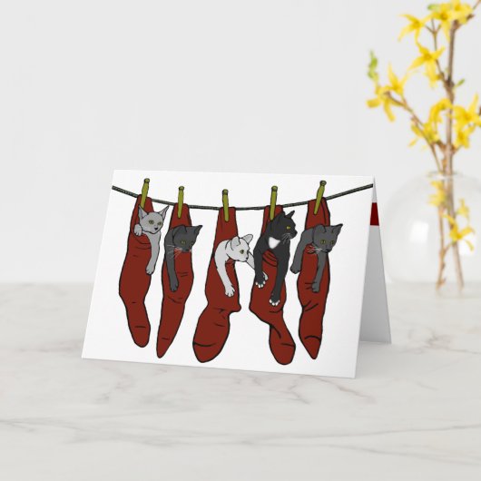 Carte Chatons de Noël | Chatons de Nöel Card (bébête) (Fleur jaune)