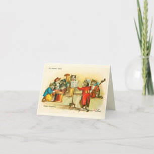 Carte Chatons de Noël musicaux victoriens Louis Wain