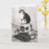 Carte Chatons de sorcière crâne gothique Gothique Imagin (Fleur jaune)