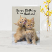 Carte Chatons d'orange de joyeux anniversaire de mari (Fleur jaune)