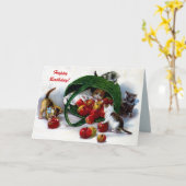 Carte Chatons mignons du cru 3, panier des pommes faites (Fleur jaune)