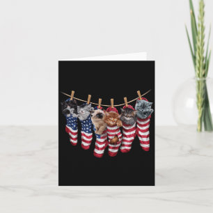 Carte Chatons Patriotiques Dans Des Chaussettes Drapeau