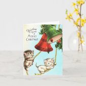 Carte Chatons vintages Et Cloches Noël (Fleur jaune)