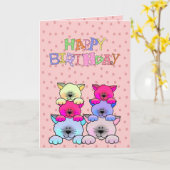 Carte Chats 2 de joyeux anniversaire des filles de (Fleur jaune)