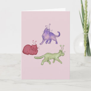Carte Chats Aliens Espace Fantaisiste Chat Drôle Sci-Fi