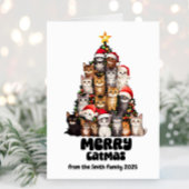 Carte Chats Amusants Avec Chapeaux De Père Noël Festif A