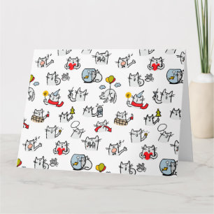 Carte Chats amusants, lait et magie.