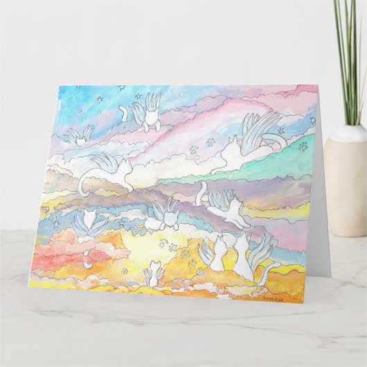 Carte Chats anges au paradis, perte d'animaux de compagn (Devant)