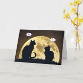 Carte Chats au clair de lune pour penser à vous (Fleur jaune)