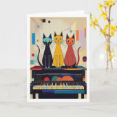Carte Chats au piano (Fleur jaune)