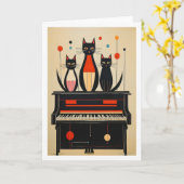 Carte Chats au piano (Fleur jaune)