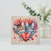 Carte Chats avec coeur (Debout devant)