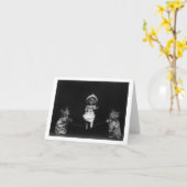 Carte Chats avec poupée (Fleur jaune)