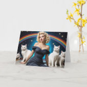 Carte Chats blancs Blond Femme Blank Inside Toute Occasi (Fleur jaune)