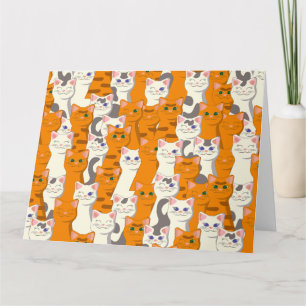 Carte Chats blancs et gingembre motif yeux verts yeux bl