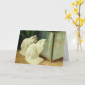 Carte Chats blancs observant le poisson rouge (Fleur jaune)
