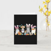 Carte Chats Bunny Eilles Pâques (Fleur jaune)
