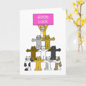 Carte Chats caricaturaux de bonne chance (Fleur jaune)