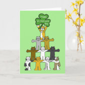 Carte Chats caricaturaux de la Saint Patrick (Fleur jaune)
