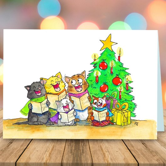 Carte Chats chantant Noël