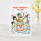 Carte Chats chantants de bande dessinée Spécifique à l'â (Fleur jaune)