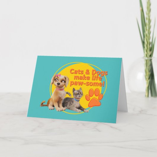 Carte Chats & Chiens Font De La Vie Paw-some ! (Devant)
