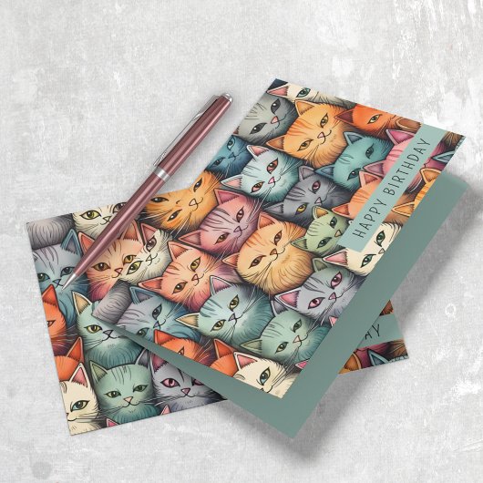 Carte Chats Colorés Dessin Fantaisiste Toute Occasion