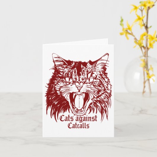 Carte Chats contre les catcall Sticker rouge (Fleur jaune)