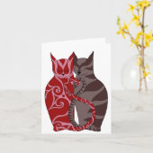 Carte Chats d'amour (Fleur jaune)