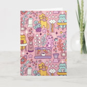 Carte Chats D'Anniversaire En Rose (Devant)