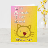 Carte Chats d'anniversaire heureux (Fleur jaune)