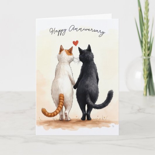Carte Chats d'anniversaire heureux avec un coeur (Devant)