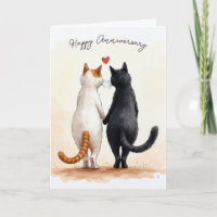 Chats d'anniversaire heureux avec un coeur