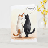 Carte Chats d'anniversaire heureux avec un coeur (Fleur jaune)