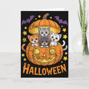 Carte Chats Dans Citrouille Mignons Chatons Halloween Dr