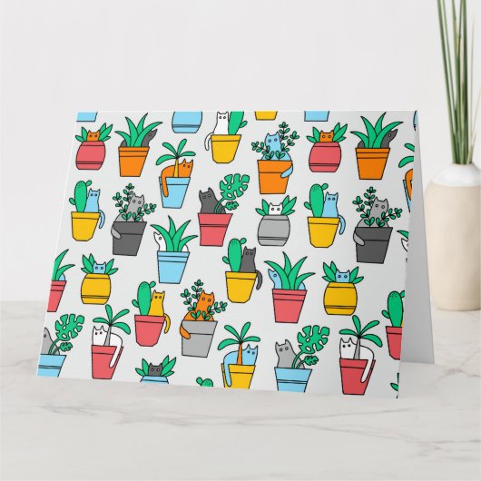 Carte Chats dans les pots à fleurs (Devant)