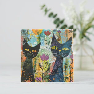 Carte Chats d'aquarelle de Boho - Art Feline de Terre (4
