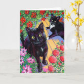 Carte Chats de centre (Fleur jaune)