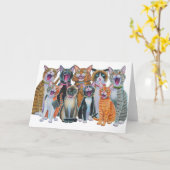 Carte Chats de chant, chats de Caroling (Fleur jaune)