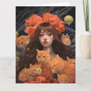 CARTE CHATS DE CHAT FILLE & GINGER ANNIVERSAIRE GRANDE C