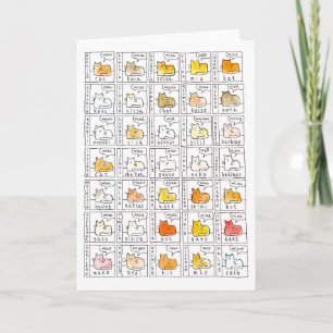 Carte Chats de couleur apprennent Miaou plusieurs langue