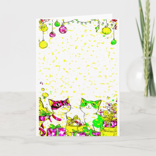 Carte Chats de fête avec des cadeaux (Devant)