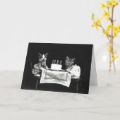 Carte Chats de gâteau d'anniversaire (Fleur jaune)