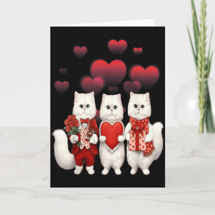 Carte Chats de la Saint-Valentin mignons tenant des cœur