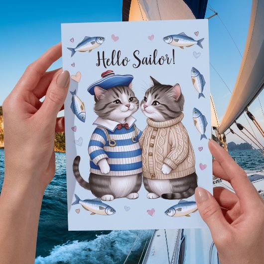 Carte Chats de mer Valentine Chat de pêcheur nautique