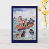 Carte Chats de natation de Louis Wain (Fleur jaune)