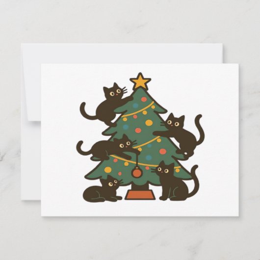 Carte Chats de Noël autour de l'arbre classique de vacan (Devant)