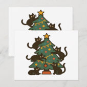 Carte Chats de Noël autour de l'arbre classique de vacan (Devant / Derrière)